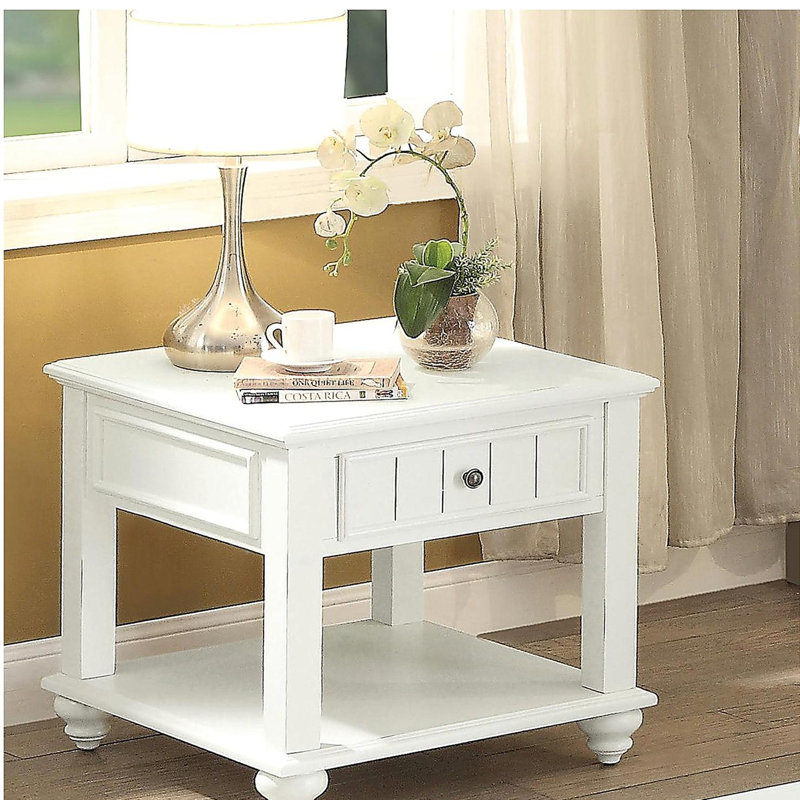 Table de bout blanche avec tablette inférieure