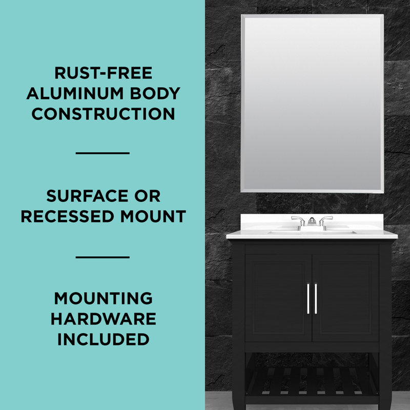 Designer Series Recessed or Surface Mount Frameless Medicine Cabinet with 3 Adjustable Shelves