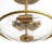 3-Light Gold Semi Flush Mount in Bowl Shape with Seeded Glass