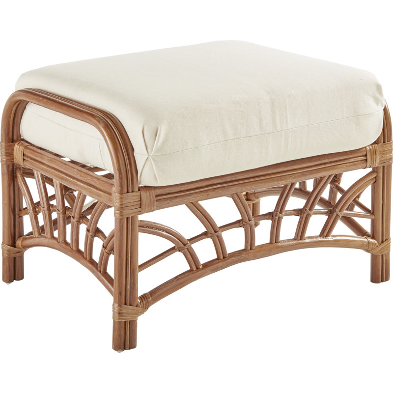 Abeer Upholstered Ottoman, Dening Greige Natural Solid