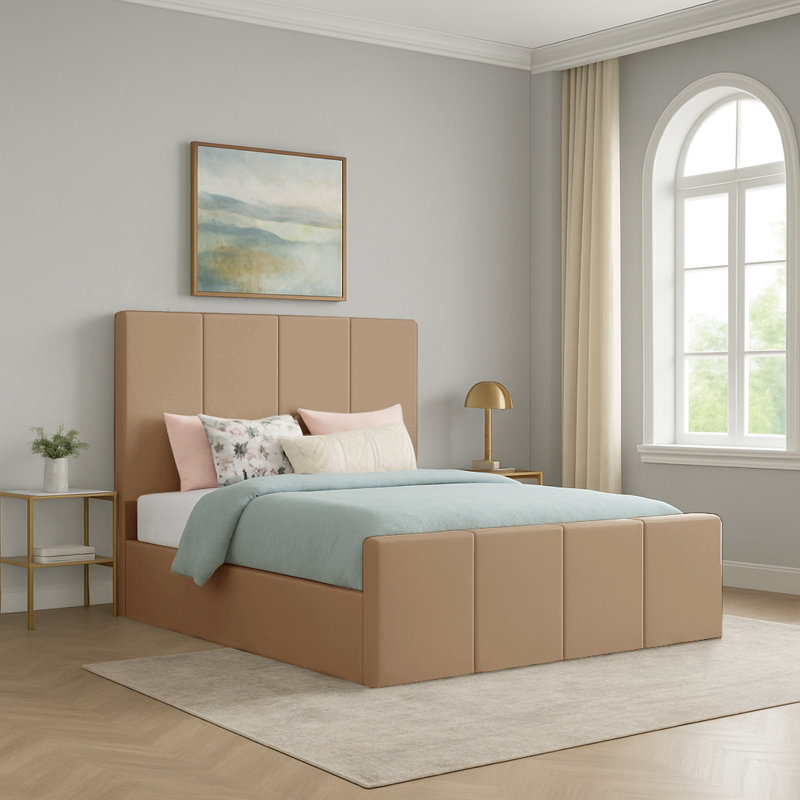 Bigyan Upholstered Ottoman Storage Bed, Beige, Kingsize (5')