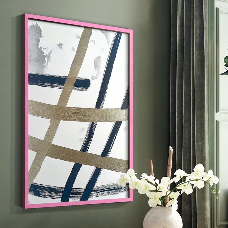 Impression abstraite encadrée, prête à être accrochée, fabriquée aux États-Unis, H 10 po x l 8 po, Rose