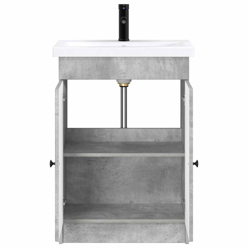 Vanity & Mirror Set, Concrete Grey