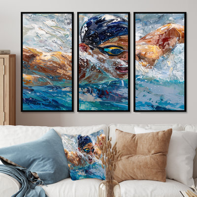 Swimming Competition At The Olympics I - Swimming Wall Art Set