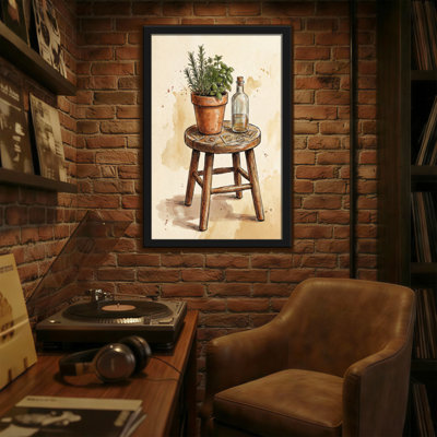 Tabouret avec plantes et fleurs