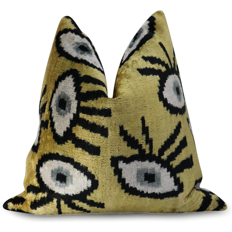 Velvet Square Pillow Cover & Insert, Yellow/Gold