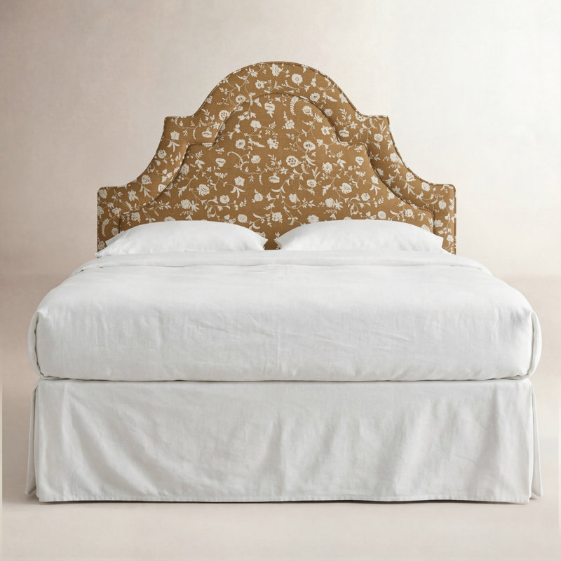 Knipe Upholstered Headboard, King, Robina Floral Ochre