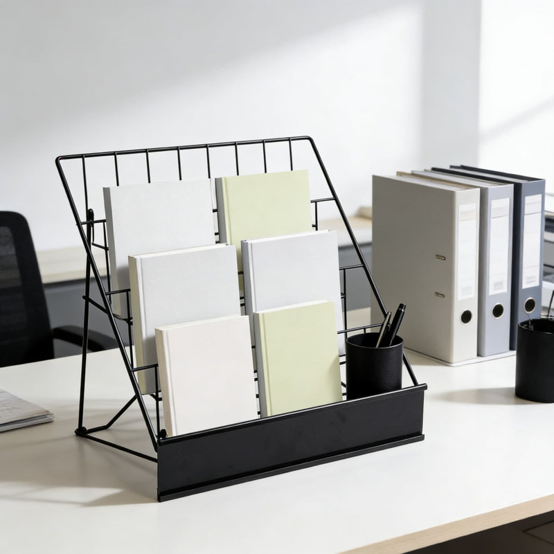 Présentoir de table à 4 niveaux pour magazines, CD et documents - Organisateur compact à plusieurs niveaux pour la maison, le bureau et les espaces de vente au détail