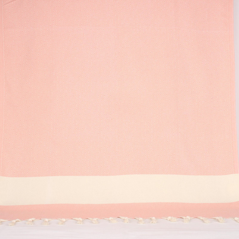 Serviettes en coton turc à motif de losanges - peshtemal et peshkir, séchage rapide et douceur, Corail