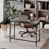Computer Desk, Home Office Desk With Power Outlet, Modern Study Writing Desk With 3 Hooks For Study Room, Home Office, Sturdy And Stable, Easy To Assemble, Charcoal Grey And Black