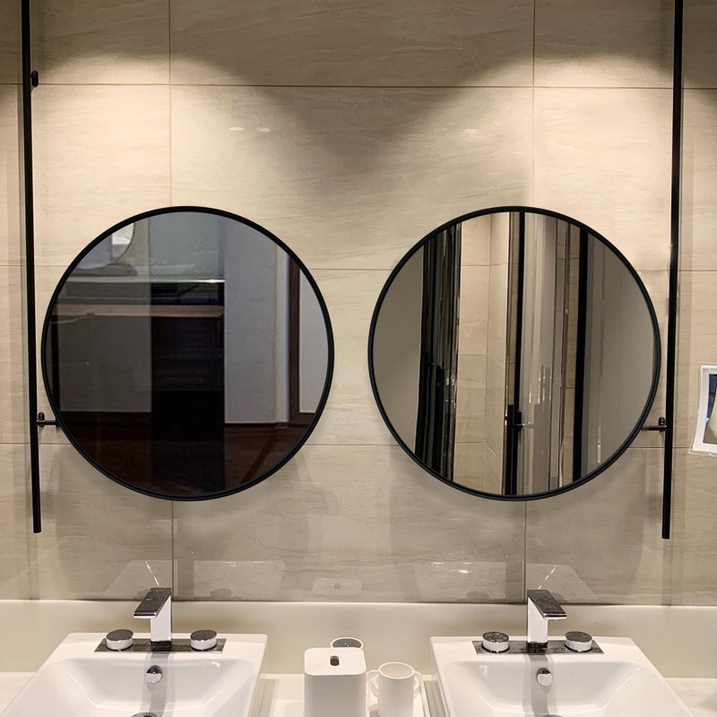 Miroir de salle de bain moderne moderne, Noir, 30 po x 30 po