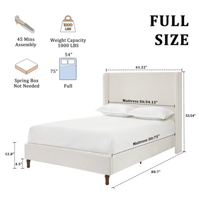 Mozter Upholstered Wingback Platform Bed