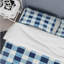 Ensemble de housse de couette moderne à imprimé vichy bleu et blanc-109155816