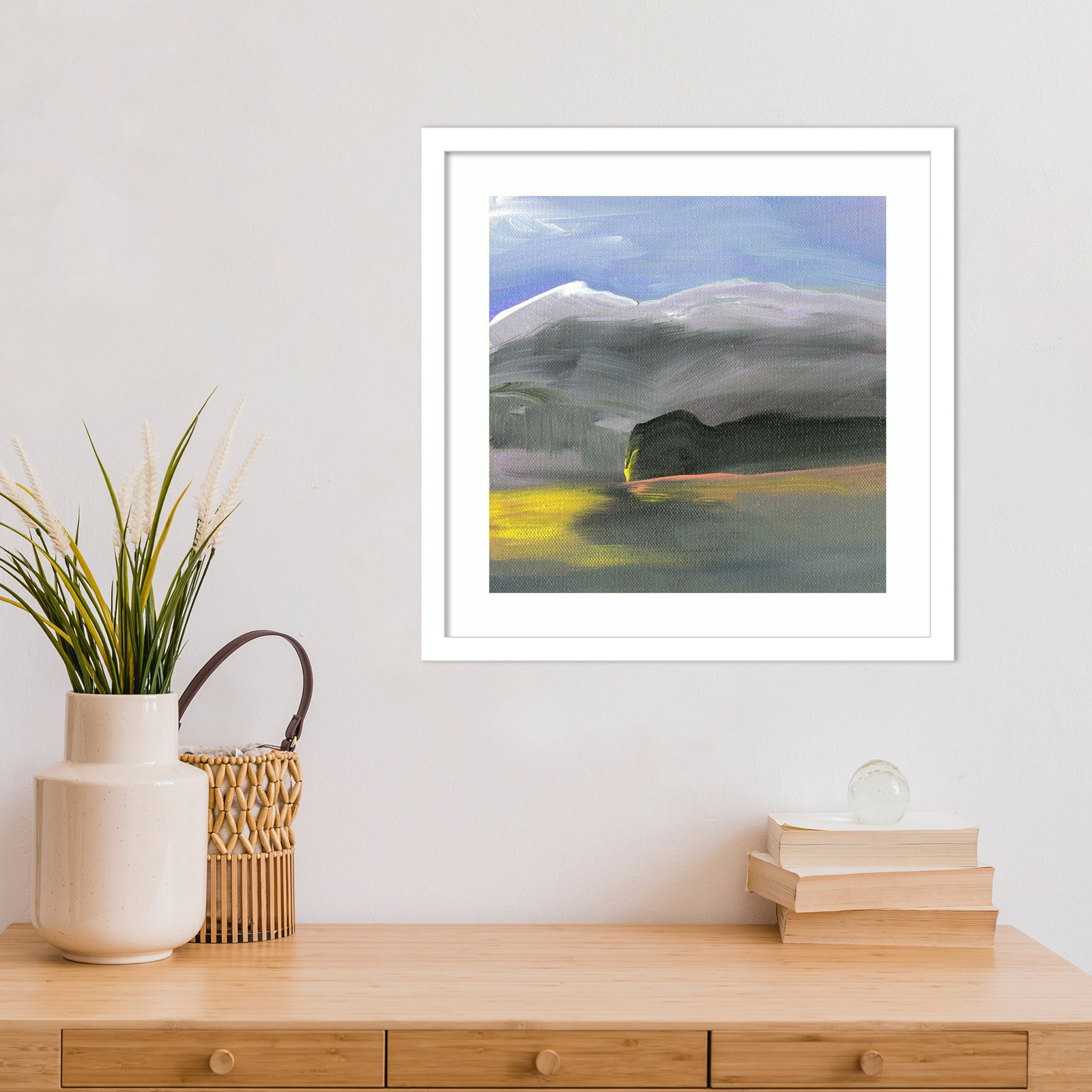 Before A Shift by Karen Suderman Wood Framed Wall Art Print, 17" H x 17" W, White