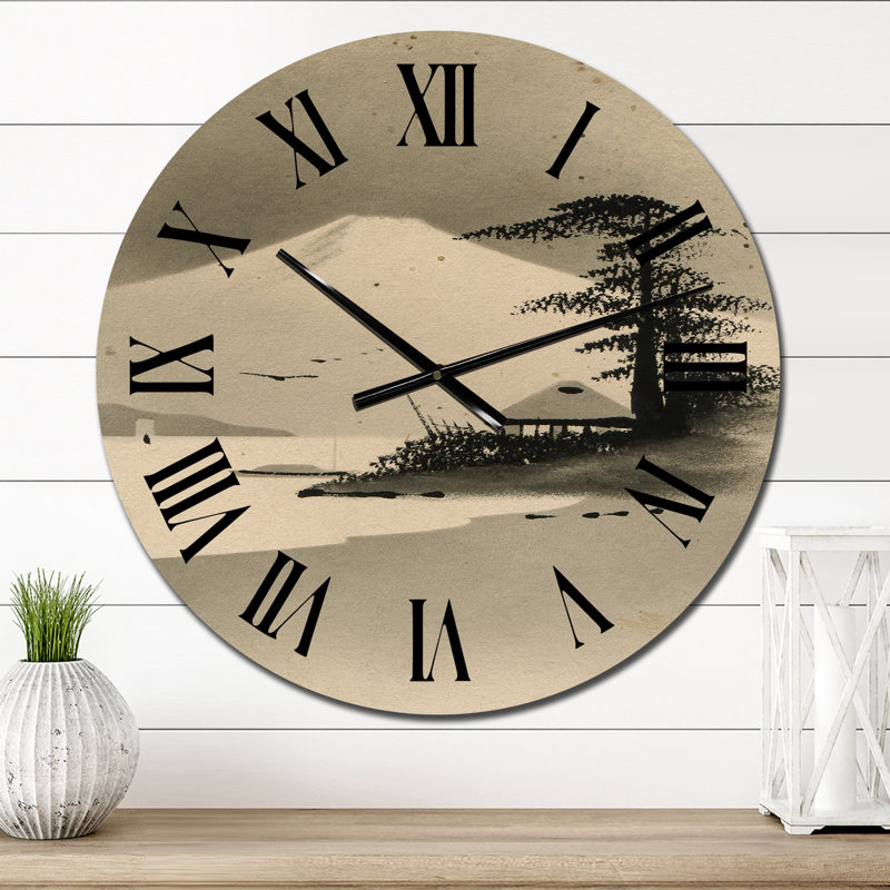 Paysage d'hiver avec la montagne Fuji - horloge murale, Petit