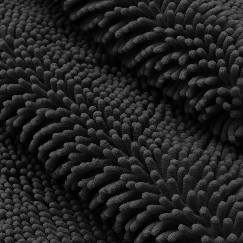 Tapis pour salle de bain en chenille ultra absorbant Kalyce, L 26 po x L 44 po, Noir