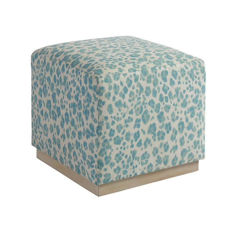 Barclay Butera Upholstery Square Ottoman, Light Blue, Cameo Shores
