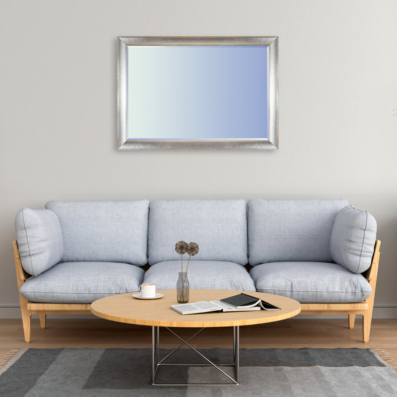 Emeterio Wood Rectangle Wall Mirror, Silver