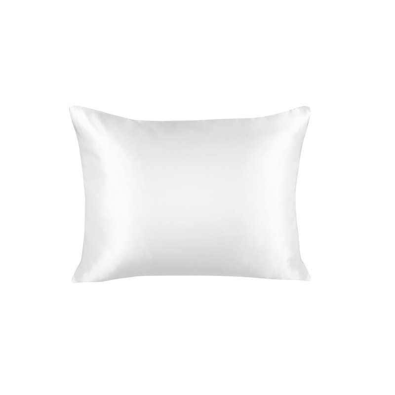 White Satin Silk Standard Pillowcase with Zipper Closure, 2-Pack