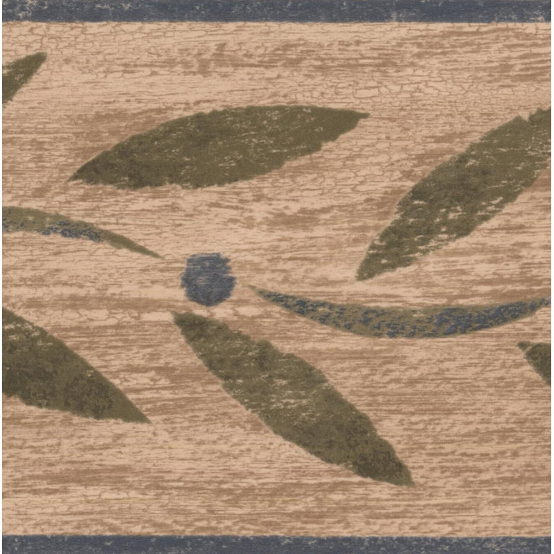 Bordure de papier peint abstrait floral et botanique L 15 pi x l 4,5 po Hollingdon Leaves on Vine