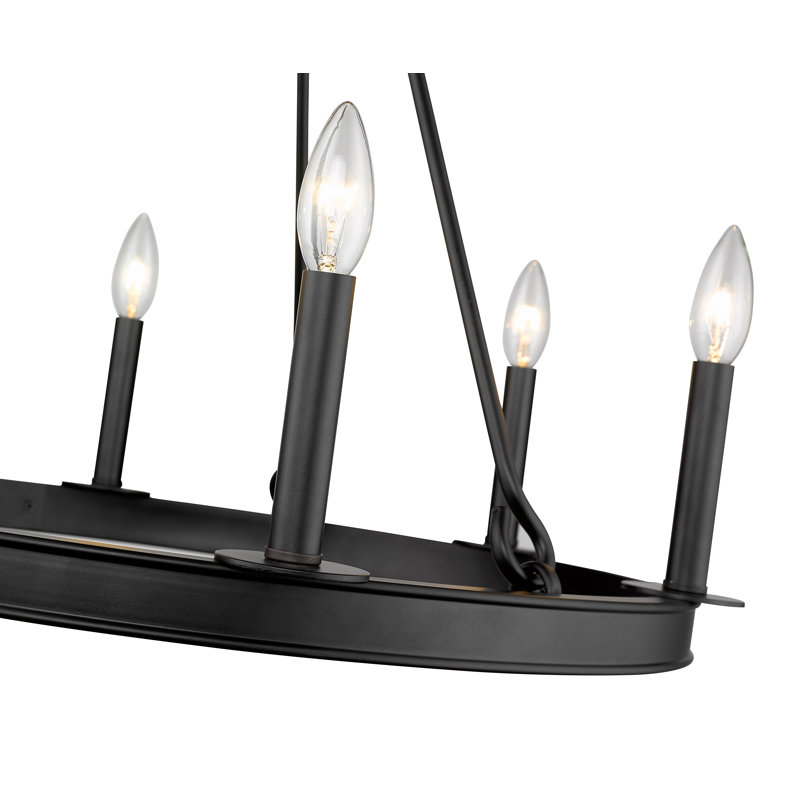 Lustre géométrique 6 lumières de style bougie Karolina, Noir mat