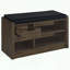 Banc de rangement en chêne fumé avec coussin et tiroir en similicuir-471464480