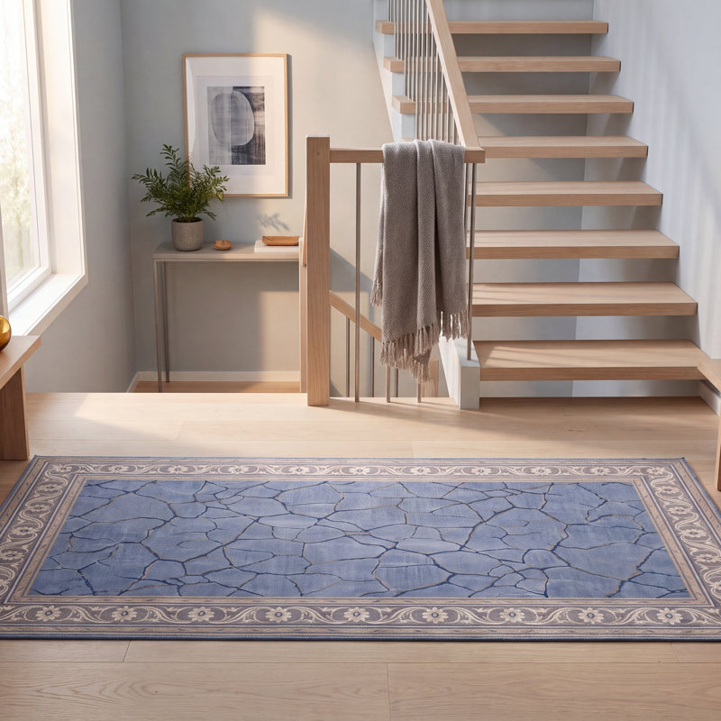 Tapis de terrasse moderne à poils courts, effet vieilli, aquarelle abstraite, bleu, gris, or, crème, ivoire, lavable à la machine, antidérapant, adapté à l'intérieur et à l'extérieur, pour salon, chambre, salle à manger, entrée, couloir, bureau.