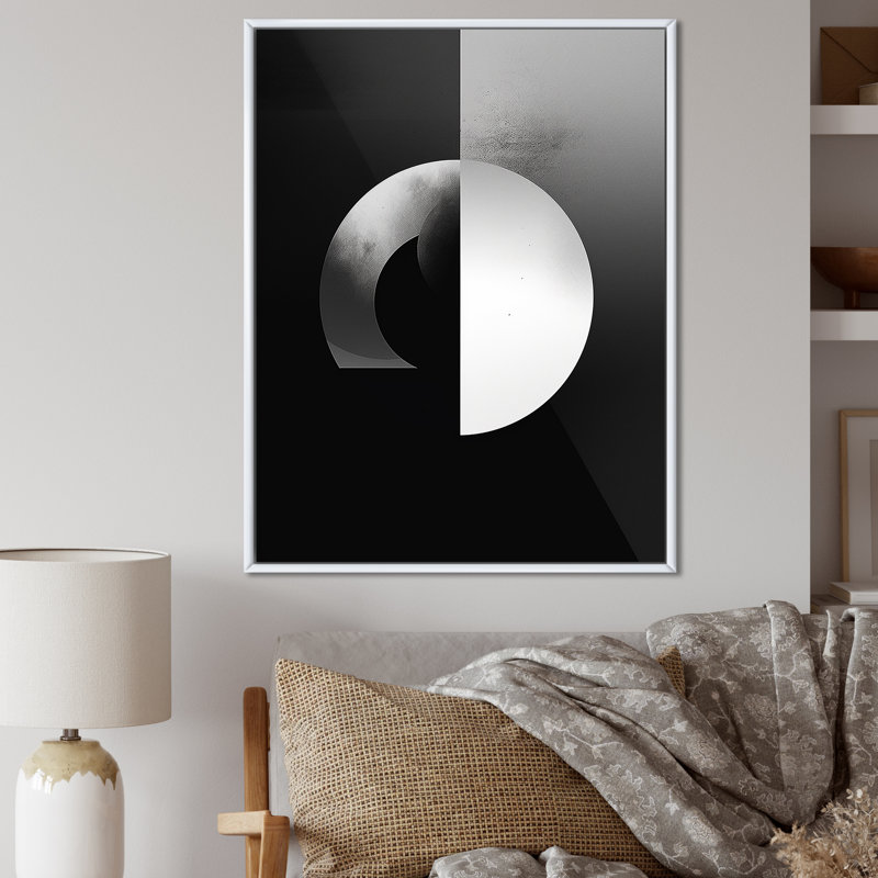 " Essential Existance Circular Geometrics I ", 32" H x 16" W x 1" D, White Floater Framed
