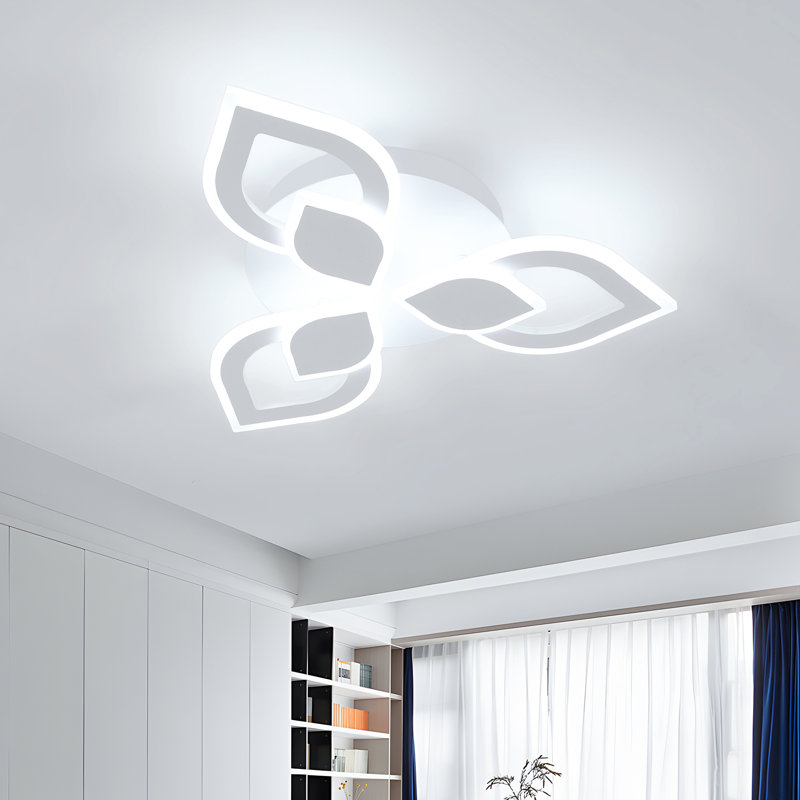 White 48cm Floral LED Flush Ceiling Light