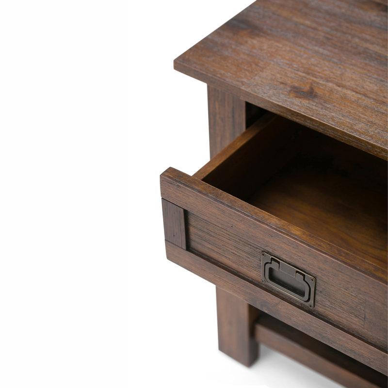 Monroe 22 Inch Solid Acacia Rustic End Table In Distressed Charcoal Brown (Set Of 2), Charcoal Brown