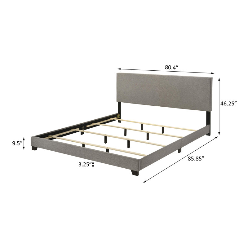 Fabric Upholstered Panel Bed, Taupe, King
