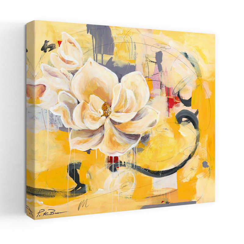 Southern Charm, art contemporain magnolia, H 18 po x l 18 po