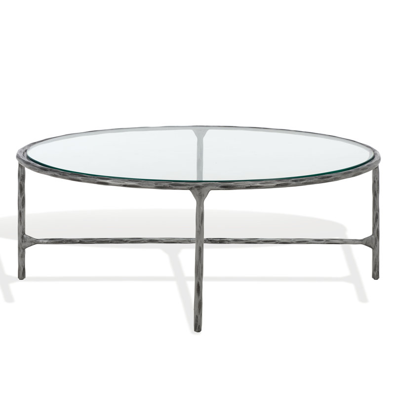 Evelynn Glass Top Coffee Table, Silver, Clear