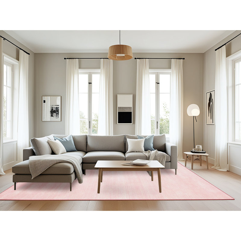 Tapis de zone rose contemporaine, Rectangle 8 pi x 10 pi
