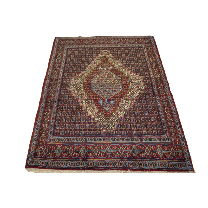 One-of-a-Kind Rectangle 4'" X 5'2" 1990s Wool Area Rug in Purple/Navy