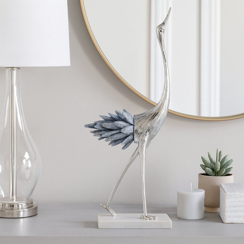 Sagebrook Home 12" Majesty Small Blue Kyanite Stone Metal Bird, 13.75"H x 5.25"W x 5.25"D
