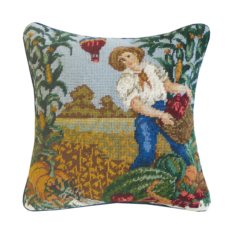 Farmer Needlepoint Pillow