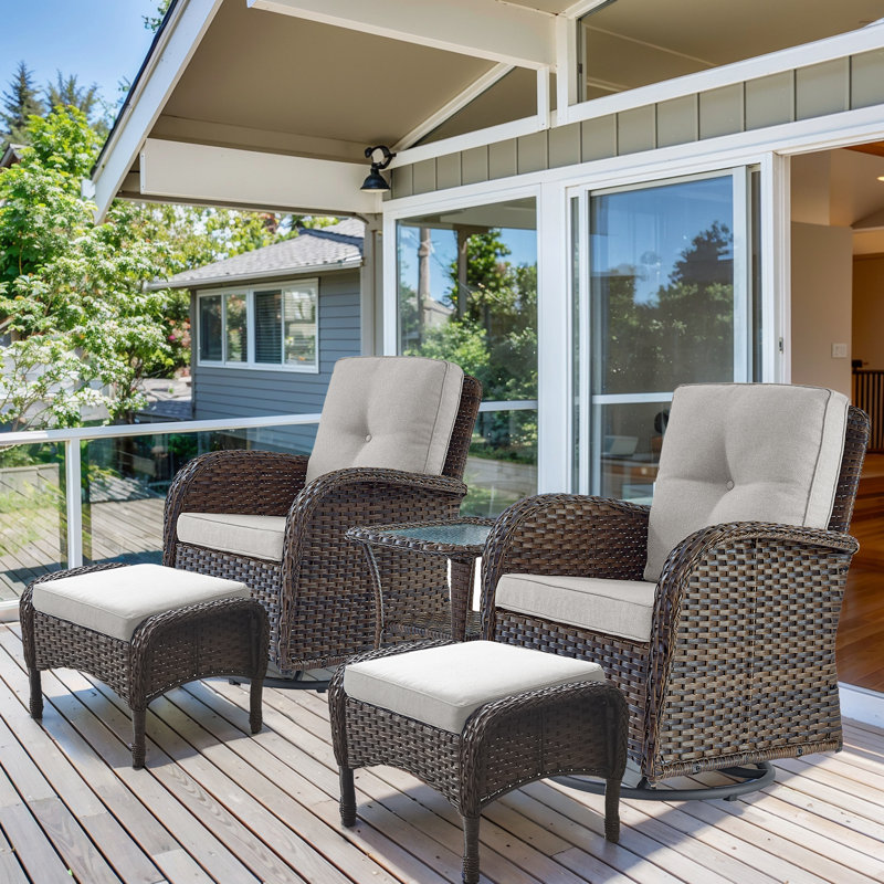 Rohana Wicker 2 - Person Patio Conversation Set with Cushions, Beige