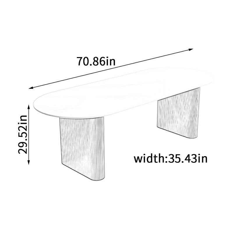Table de salle à manger moderne et minimaliste, H 29,52 po x L 70,86 po x l 35,43 po