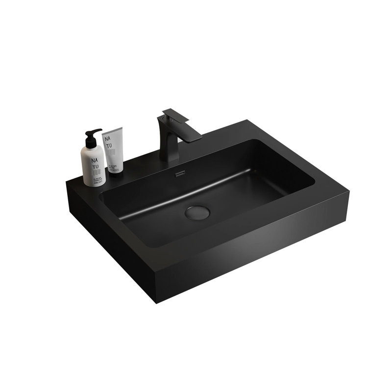 Lavabo en quartz noir mat pour la salle de bain - et facile à installer