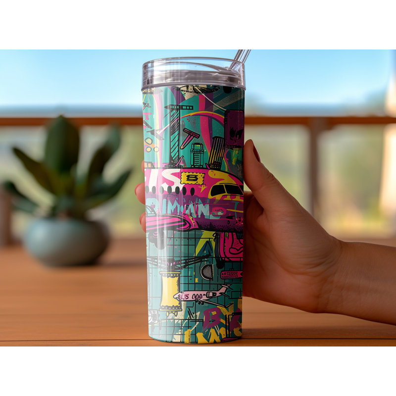 Choose Handmade Tumblers 591ml Vacuum Insulated Stainless Steel (18/8) Travel Tumbler with Straw
