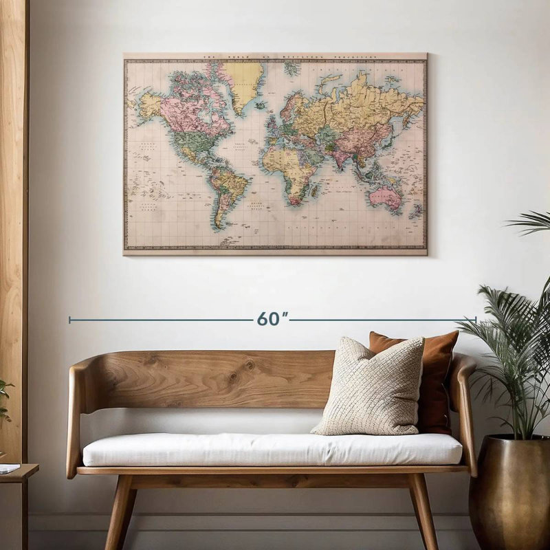 Aliaz Mercator Projection World Map, 30" H x 45" W