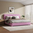 Boucle Upholstered Platform Bed With 2 Farmhouse Nightstands – 3-Piece Bedroom Set