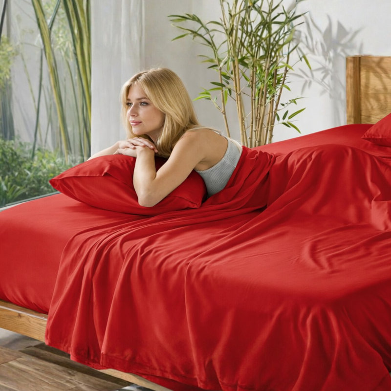 Ensemble de draps en bambou ultra doux - ensemble de 4 pièces - infroissable - feuilles de refroidissement avec poches profondes