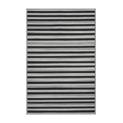 Washable Light Gray Dark Gray Striped Area Rug