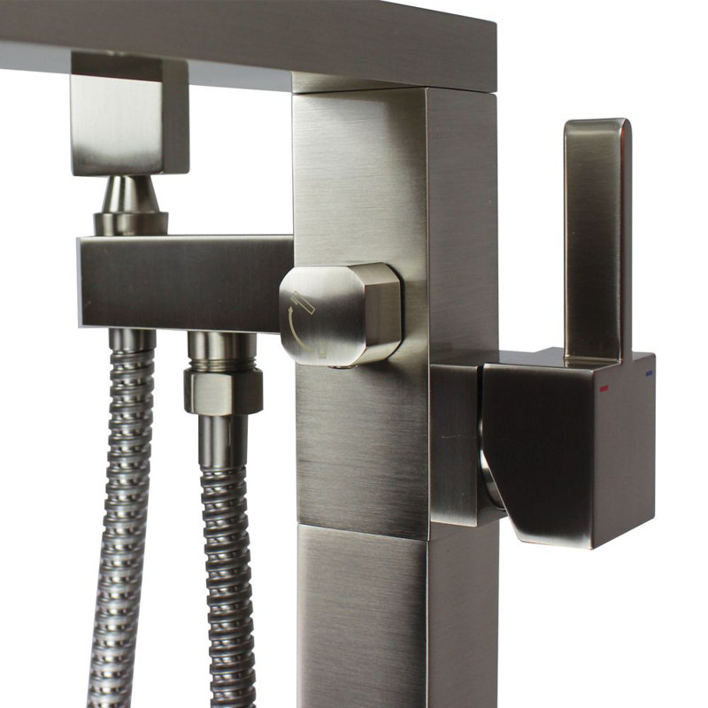 Ardell 1 Handle Floor Tub Filler with Diverter, Brushed Nickel