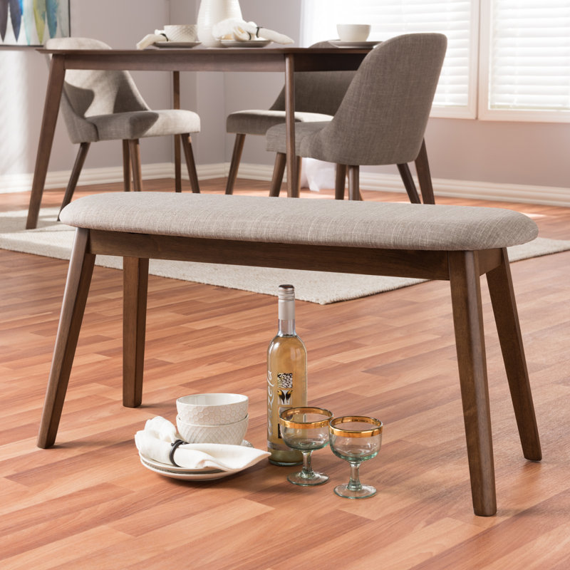 Cronin Polyester Blend Upholstered Bench, Light Gray