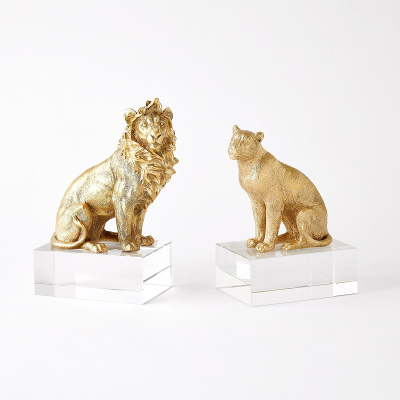 Lion Sculpture-Brass/Crystal