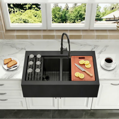 Évier de cuisine en acier inoxydable à double cuve 50/50 L 36 po x l 22 po avec accessoires