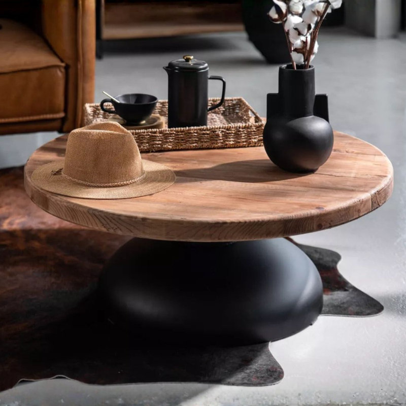 Table basse 100% pin récupéré D35,5 "